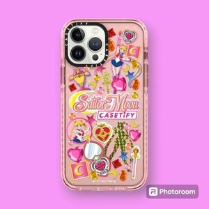Casetify Pink Glitter Sailor Moon Stickermania Impact Case iPhone 13 Pro Max